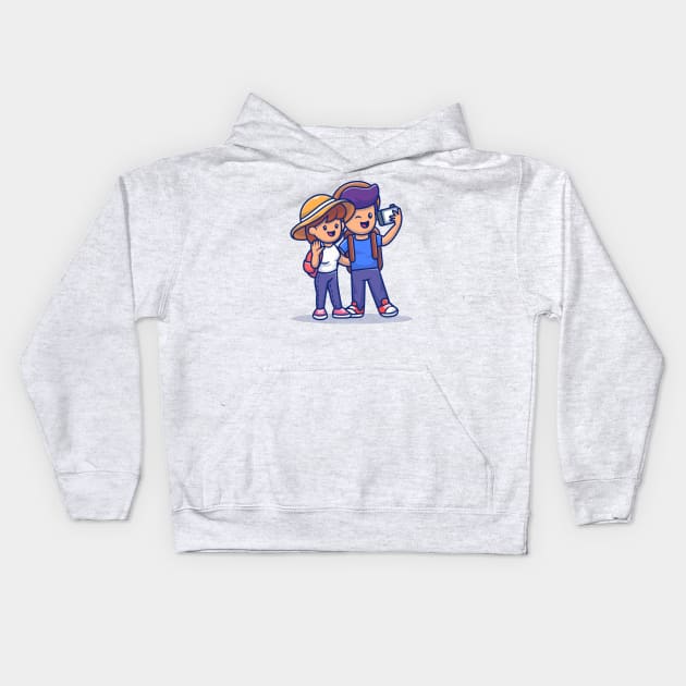 Cute Couple Boy And Girl Travelling Together (2) Kids Hoodie by Catalyst Labs